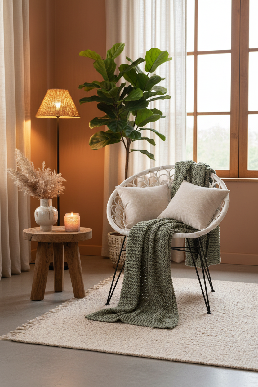 Manado White Rattan Chair with Round Back