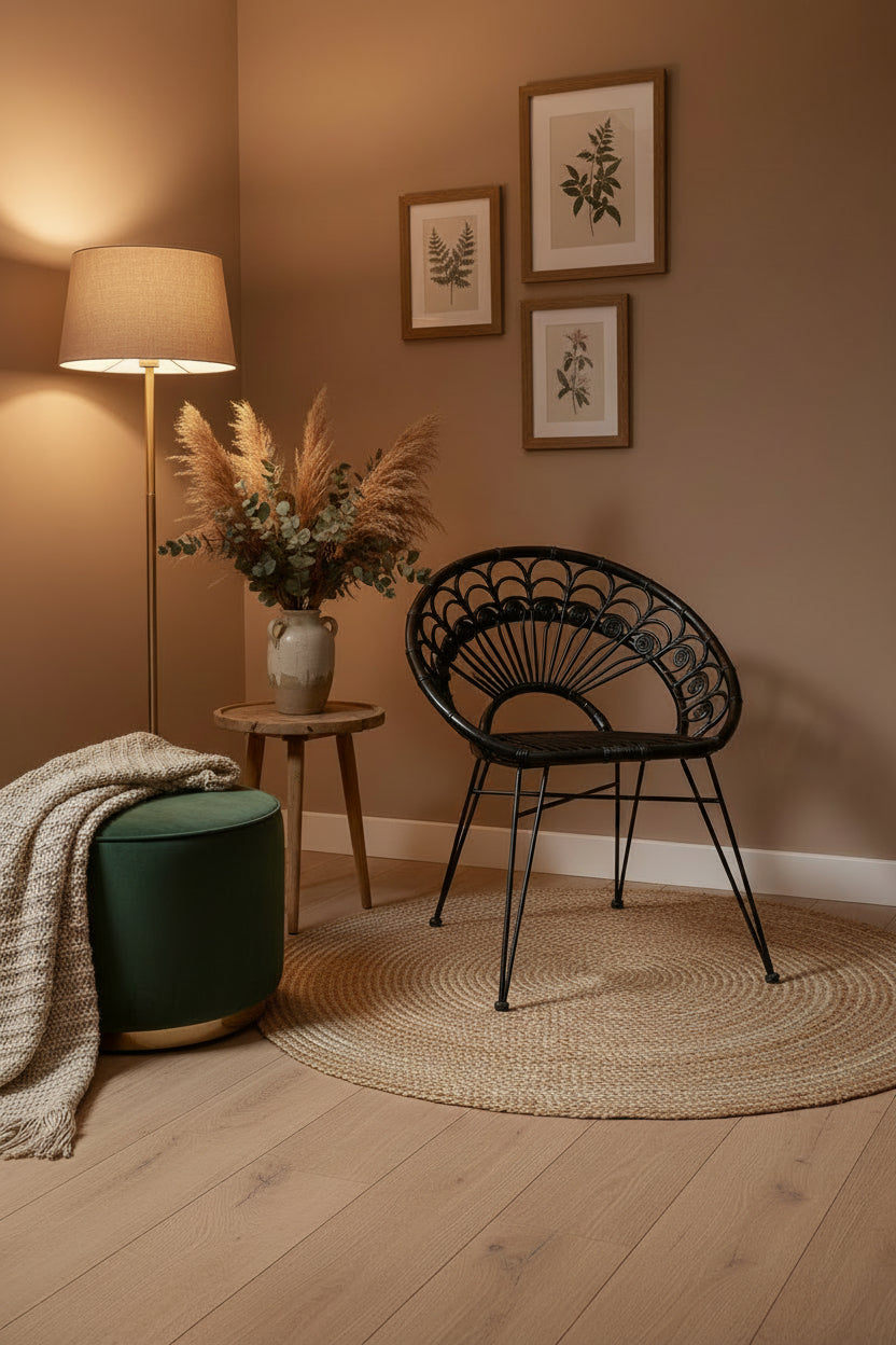 Manado Black Rattan Chair with Round Back