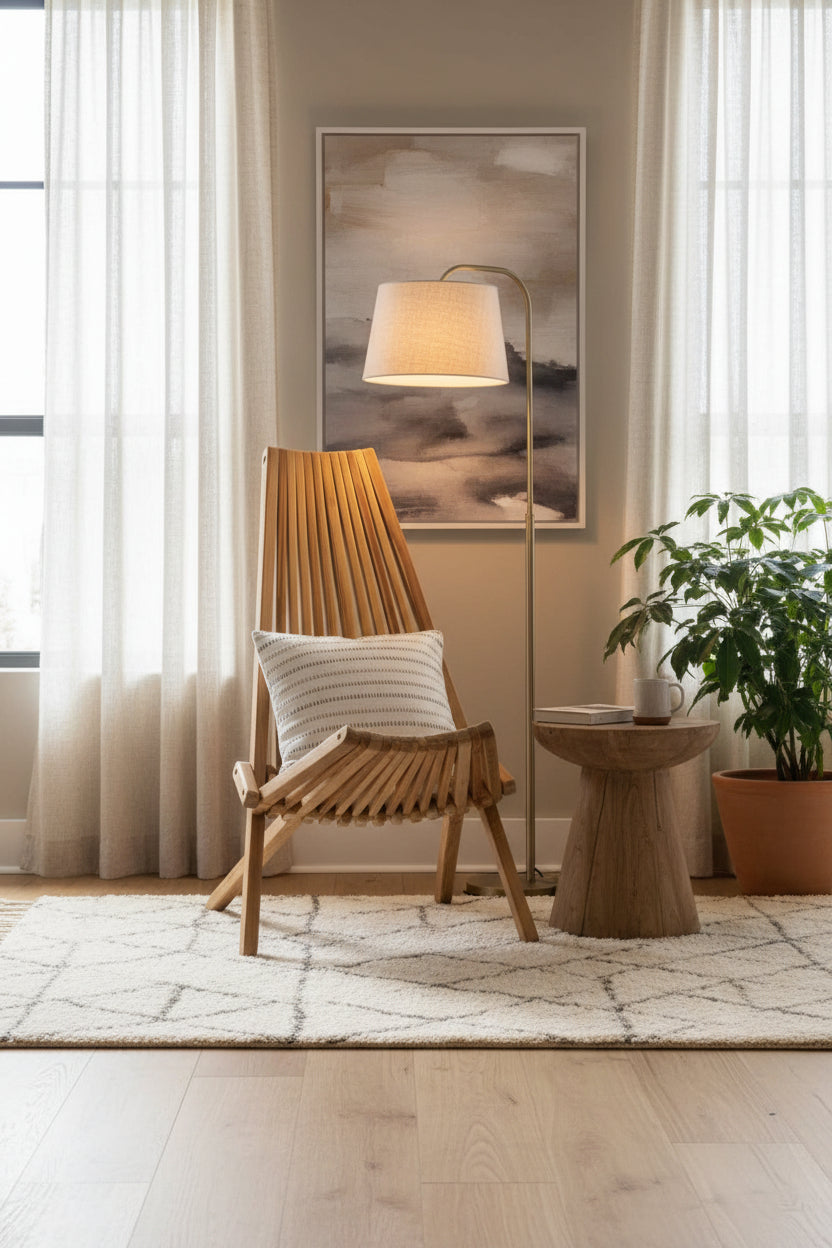 Manado Natural Teak Wood High Back Lounge Chair