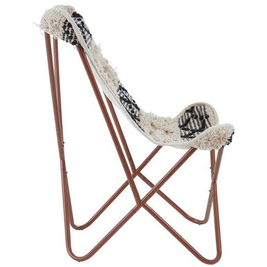 Cefena Black and White Moroccan Design Butterfly Chair