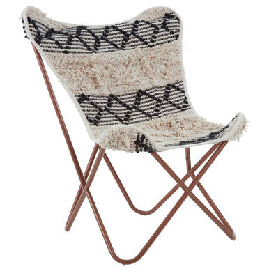 Cefena Black and White Moroccan Design Butterfly Chair