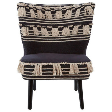 Cefena Black and White Textured Fabric Chair