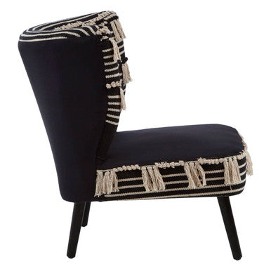 Cefena Black and White Textured Fabric Chair