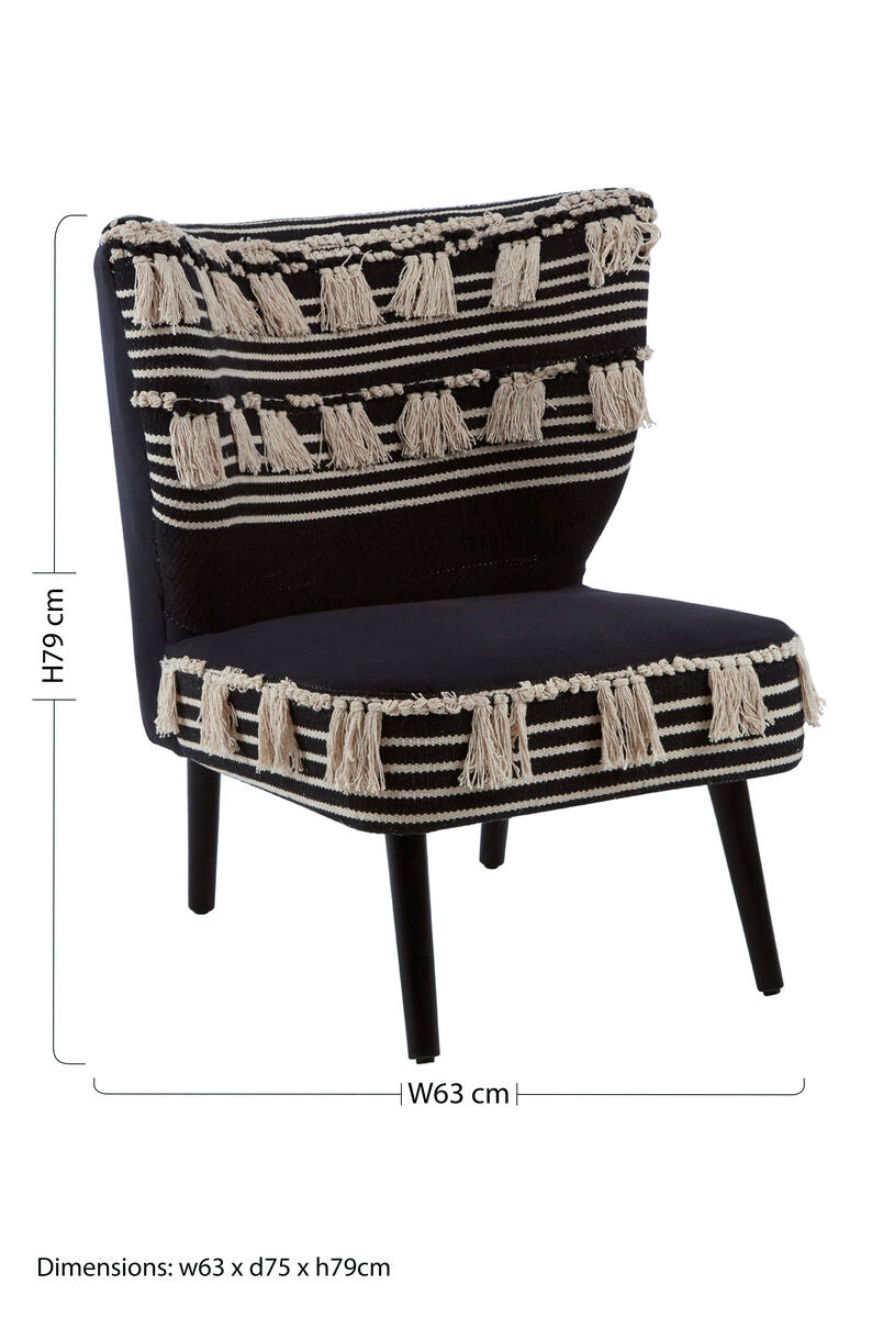 Cefena Black and White Textured Fabric Chair