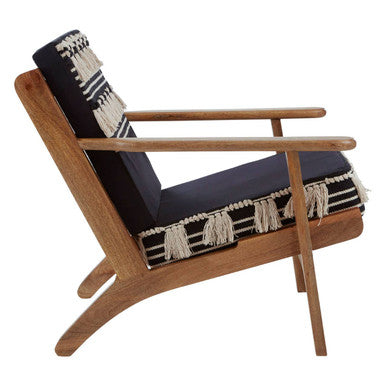Cefena Black and White Textured Fabric Lounge Chair