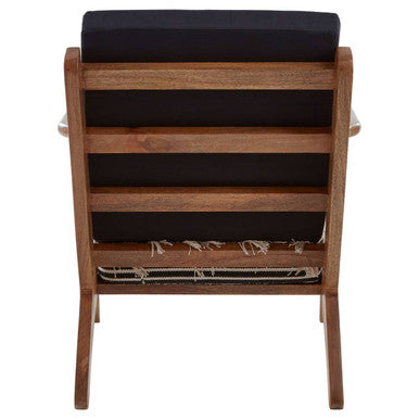 Cefena Black and White Textured Fabric Lounge Chair