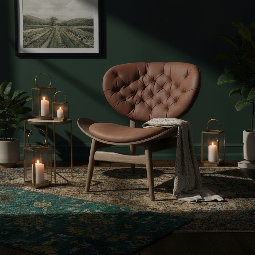 Vinsi Brown Velvet Chair with Dark Elm Wood Frame