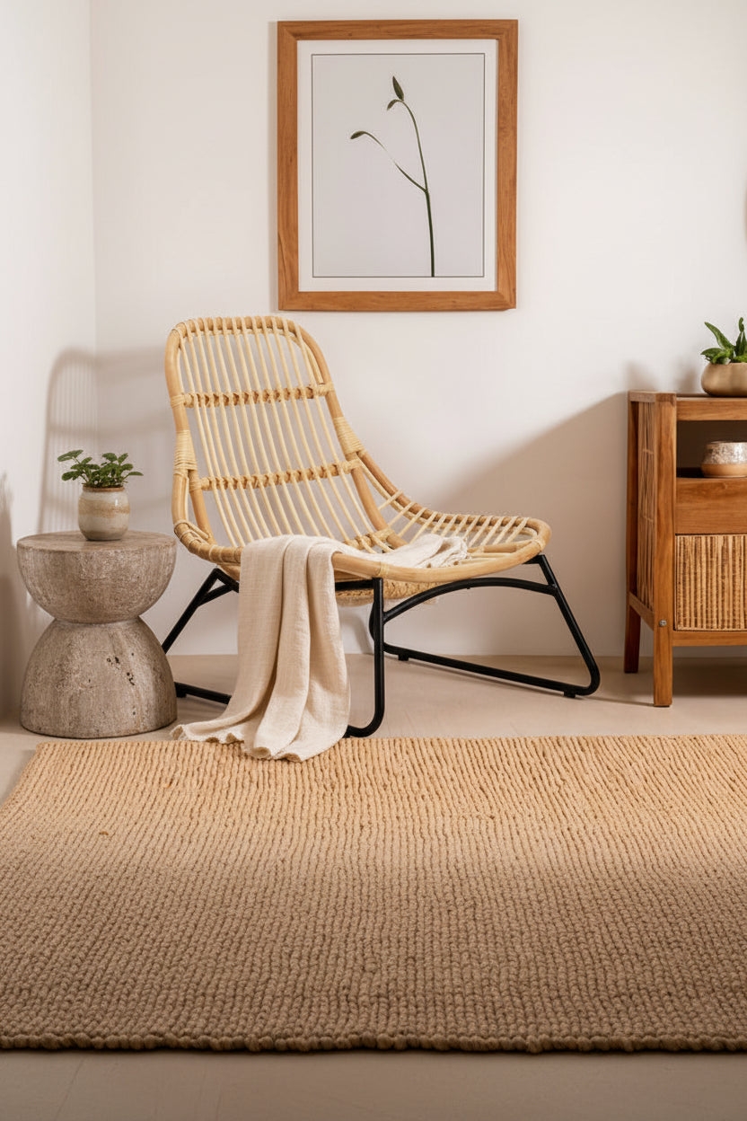 Manado Natural Rattan Lounge Chair with Black Finish Legs