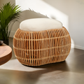 Manado Natural Rattan Bench with Cream Cushion