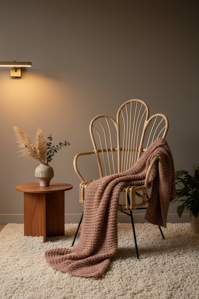 Java Natural Rattan Scalloped Back Accent Chair