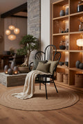 Java Black Rattan Scalloped Back Accent Chair