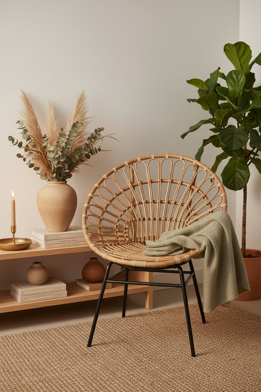 Java Natural Rattan Flared Back Chair