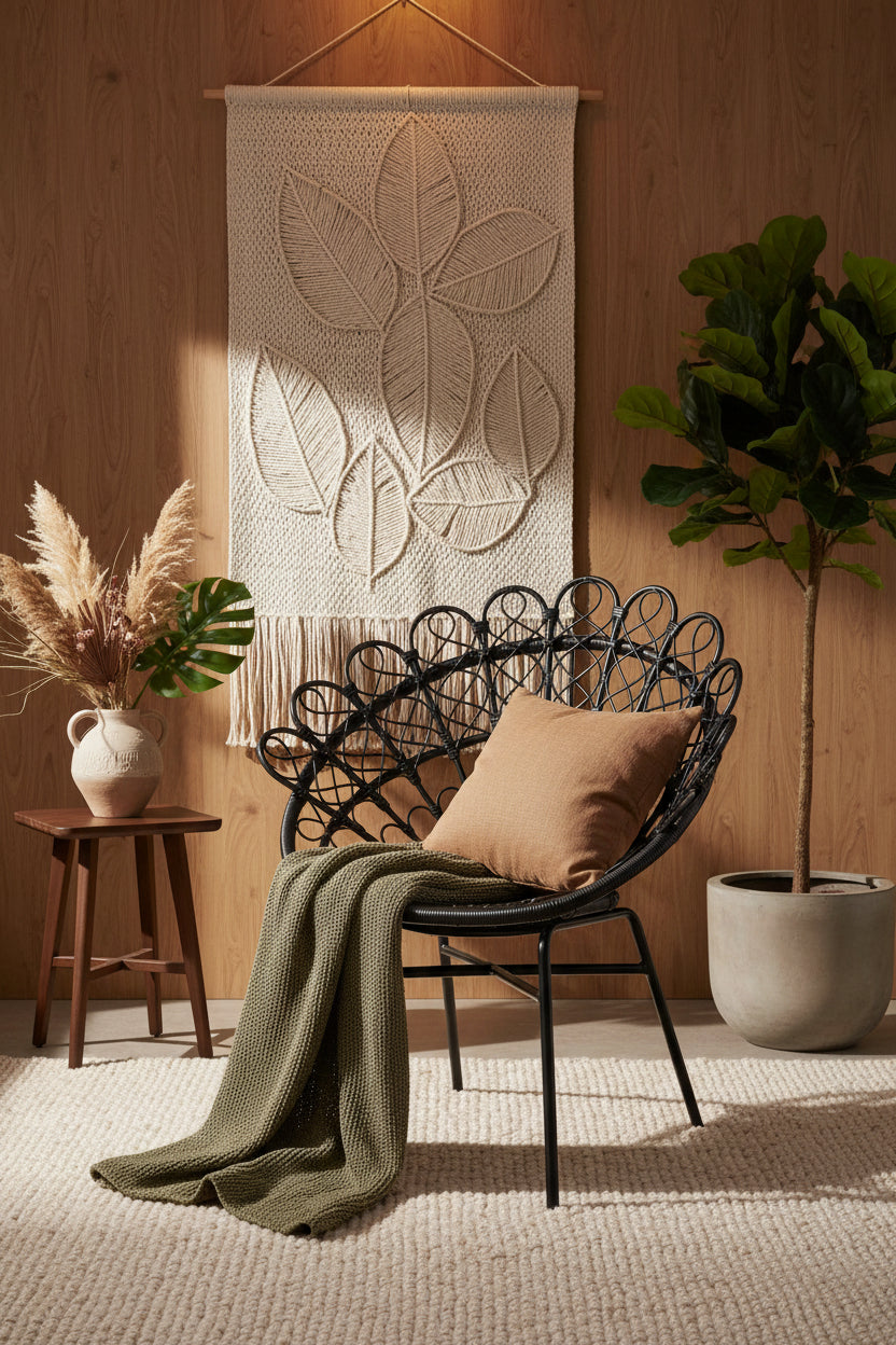 Java Black Rattan Peacock Chair