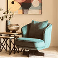 Hale Azure Velvet Swivel Chair with Cushion