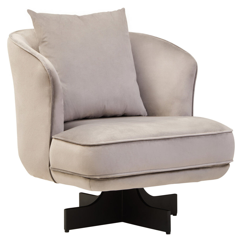 Hale Grey Velvet Swivel Chair with Cushion