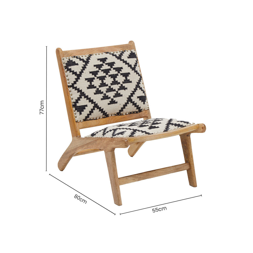 Cefena Black and White Berber Style Lounge Chair