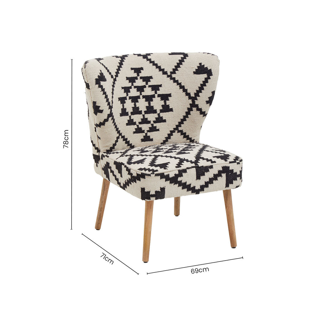 Cefena White and Black Berber Style Chair