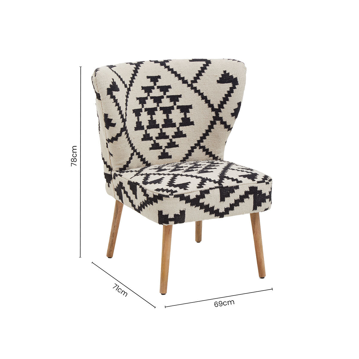 Cefena White and Black Berber Style Chair