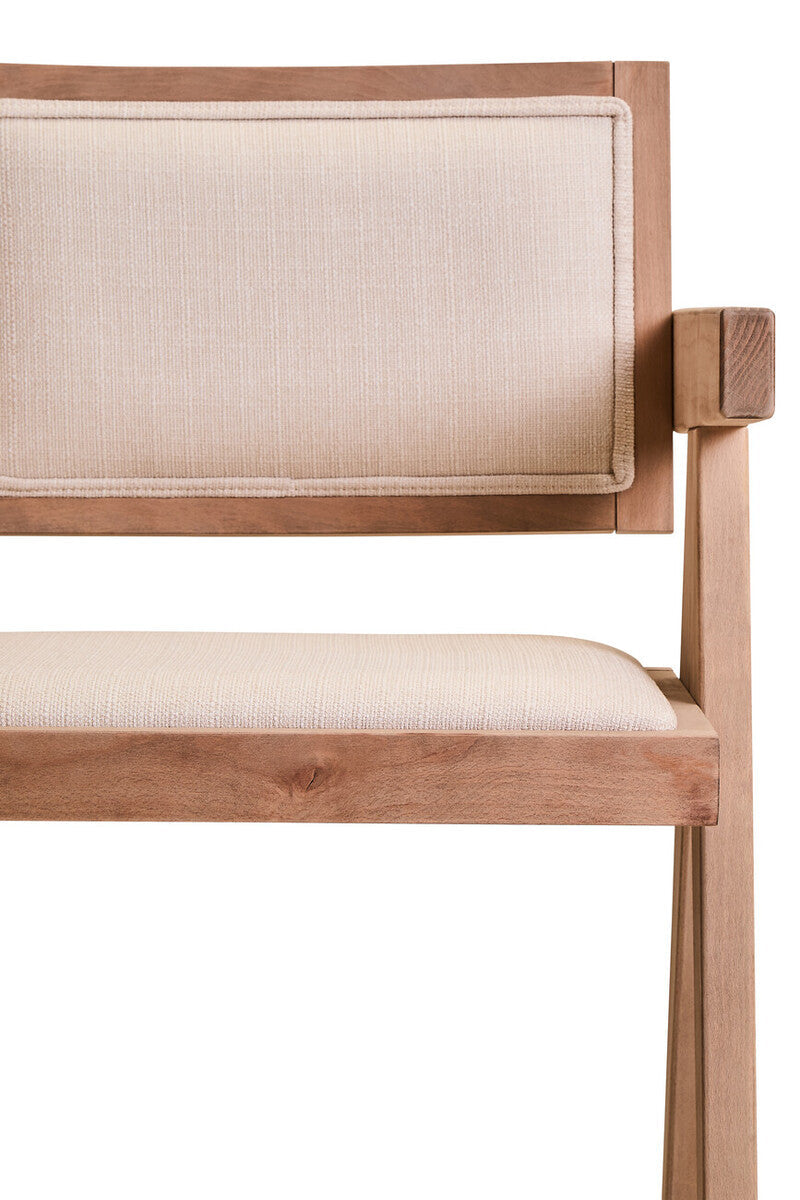 Cebu Ivory Fabric and Grey Wash Beech Wood Dining Chair