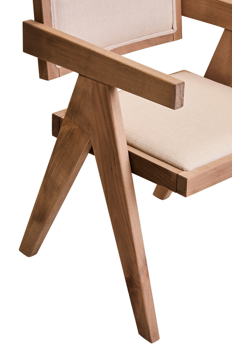 Cebu Ivory Fabric and Grey Wash Beech Wood Dining Chair
