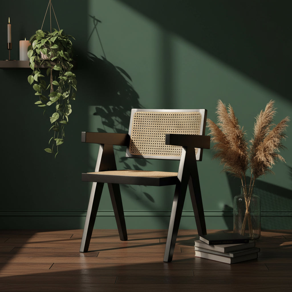 Cebu Natural Cane and Black Beech Wood Dining Chair
