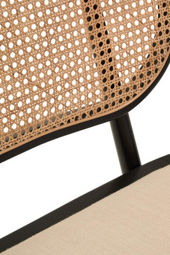 Cebu Black Wood Bench with Rattan Backrest