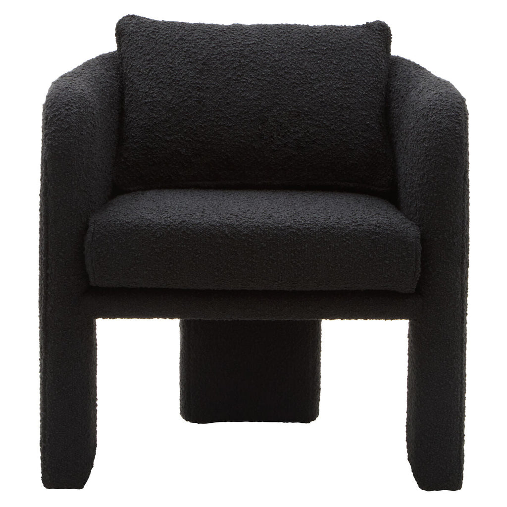 Ozzero Black Boucle Fabric Curved Armchair