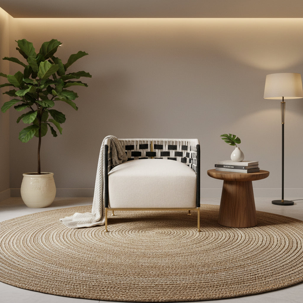Satna Black and White Jute Rope Woven Chair