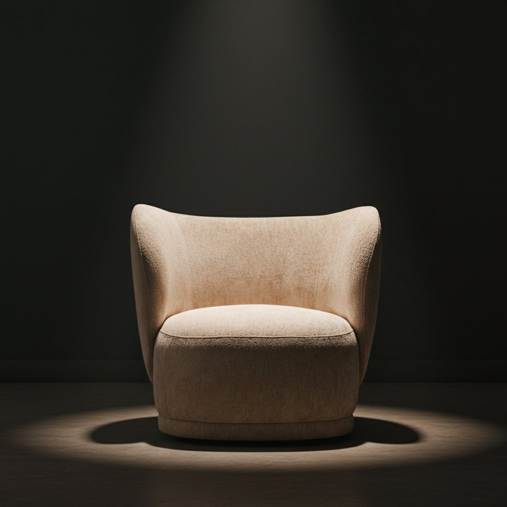 Delray Deep Stone Chenille Effect Curved Chair