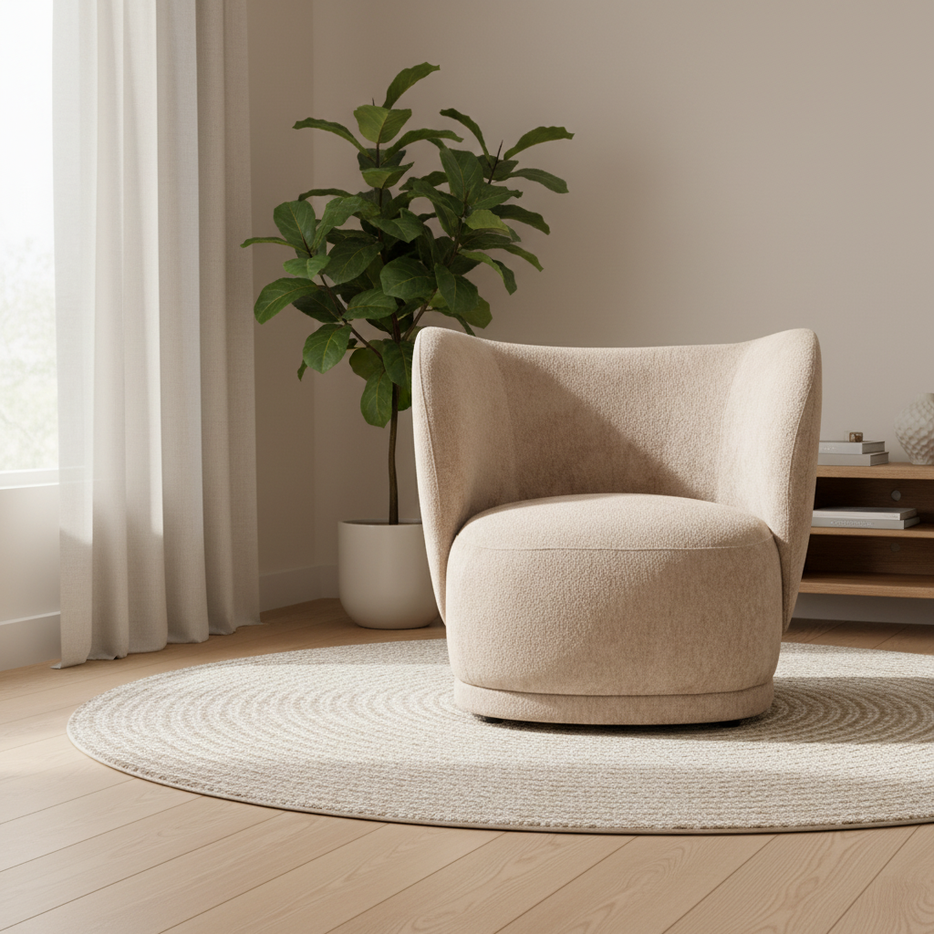Delray Deep Stone Chenille Effect Curved Chair