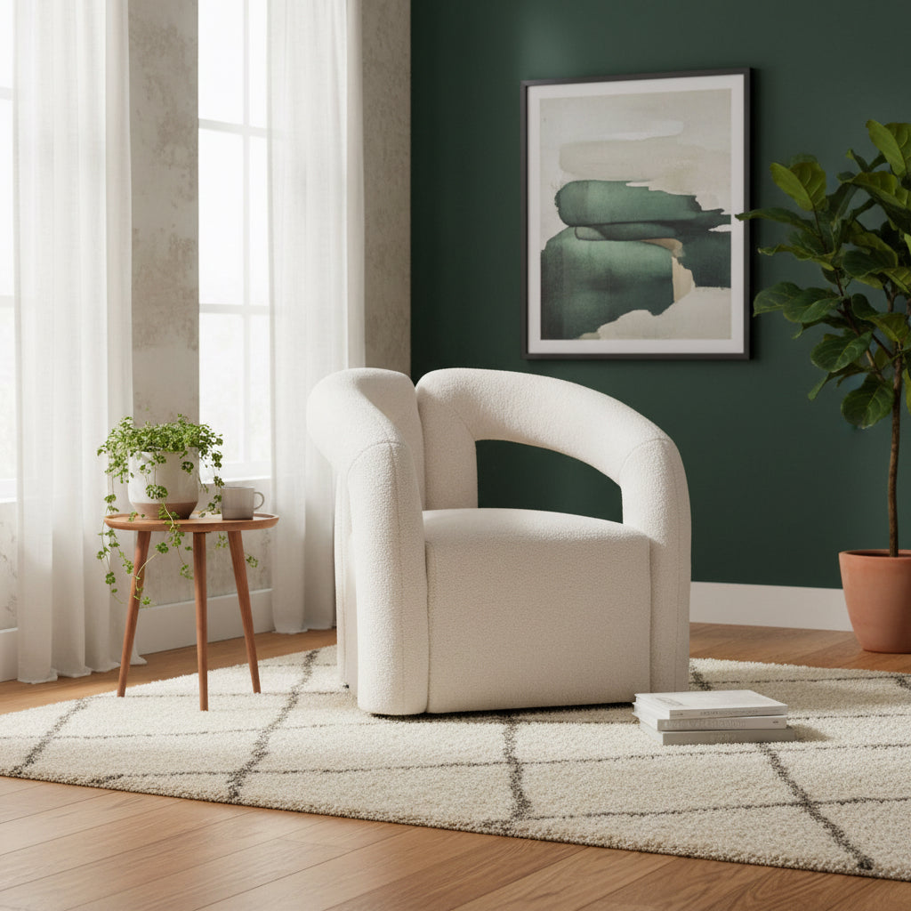 Davina Ivory Boucle Effect Statement Chair