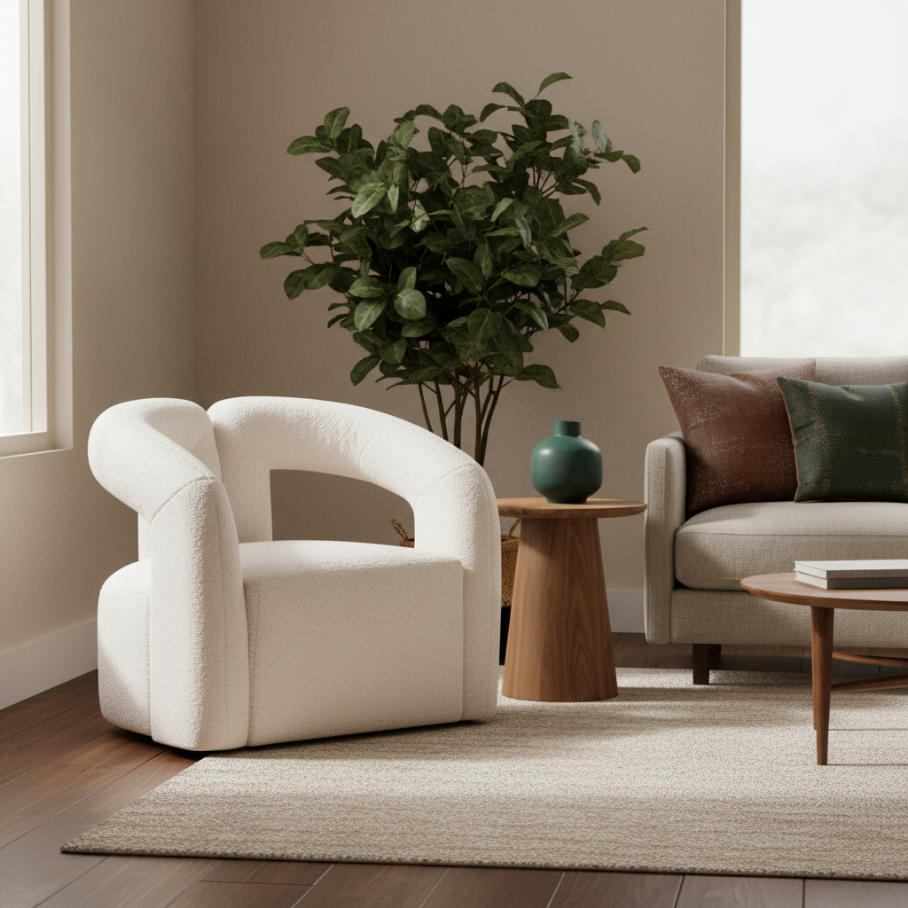 Davina Ivory Boucle Effect Statement Chair