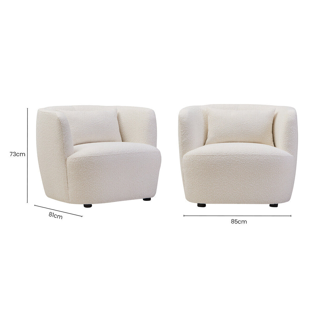 Bruge Cream Textured Fabric Curved Chair