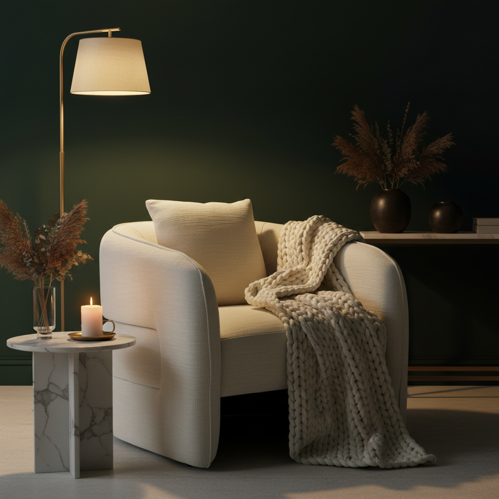 Bilani Cream Linen Effect Curved Chair