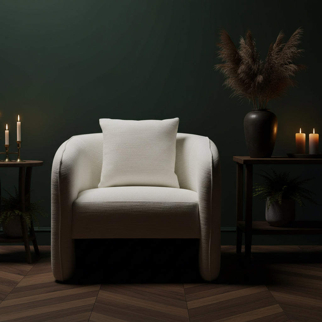 Bilani Cream Linen Effect Curved Chair