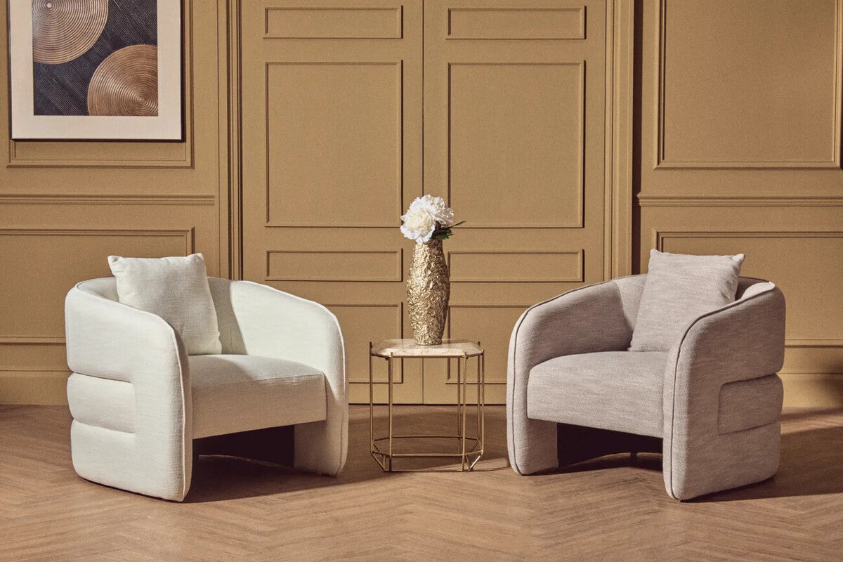 Bilani Grey Linen Effect Curved Chair