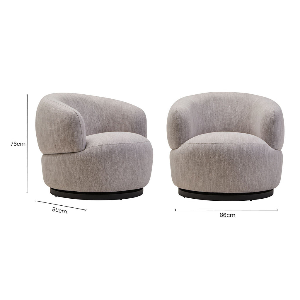 Bordo Grey Textured Fabric Curved Swivel Chair