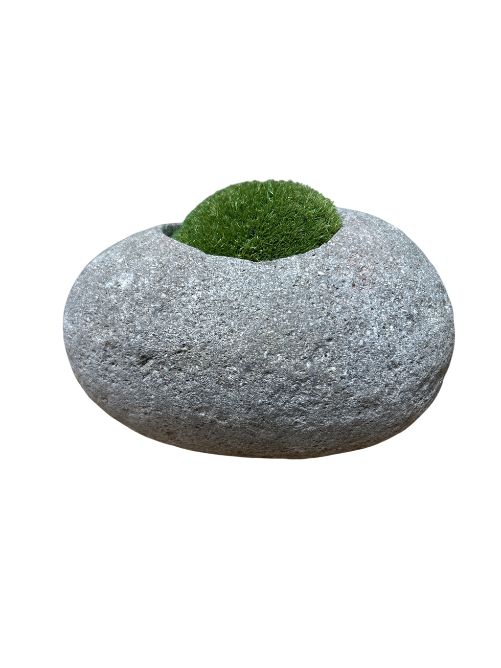 Hand-Carved Indonesian Riverstone with Preserved Moss |