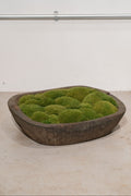 Large Vintage Wooden Bowl with Preserved Moss | Handmade