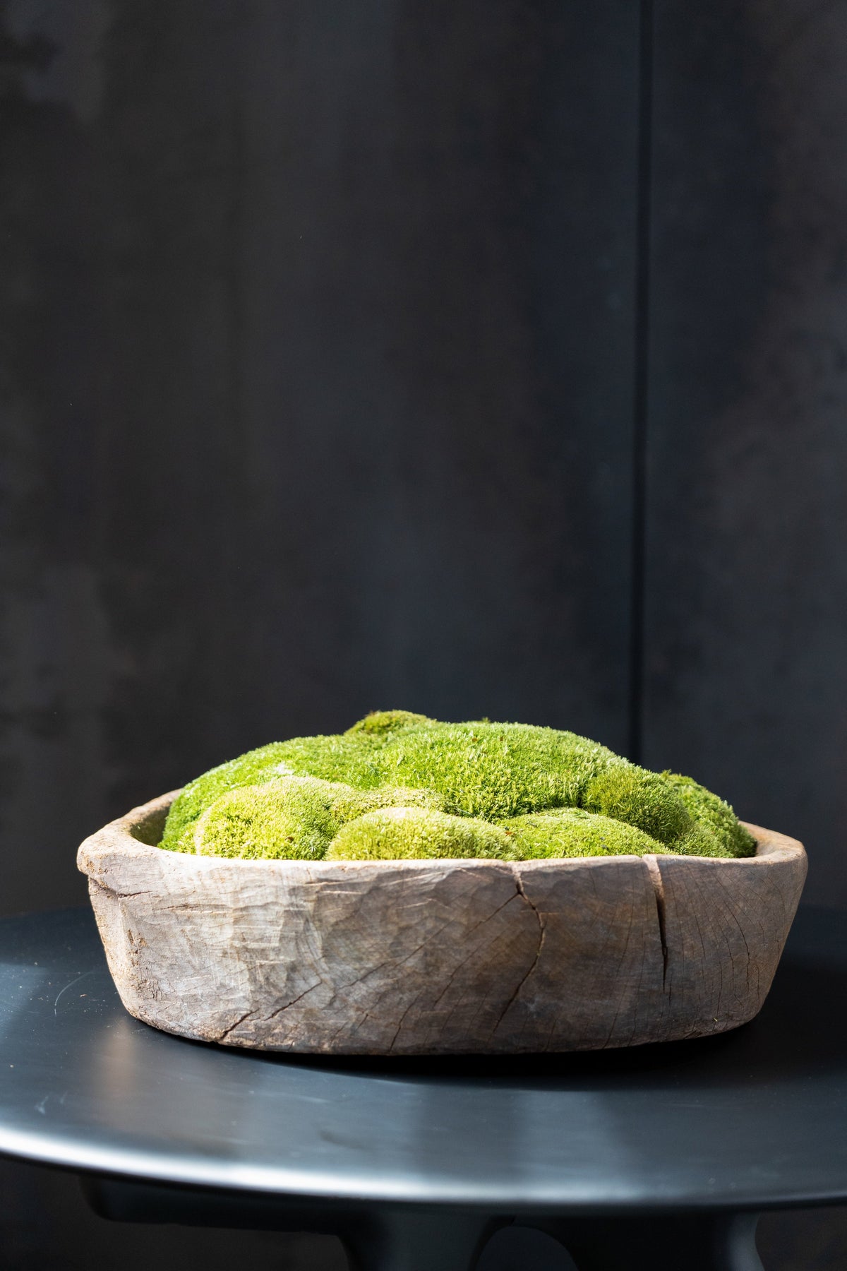 Vintage Wooden Bowl with Preserved Moss | Handmade | With or Without Moss