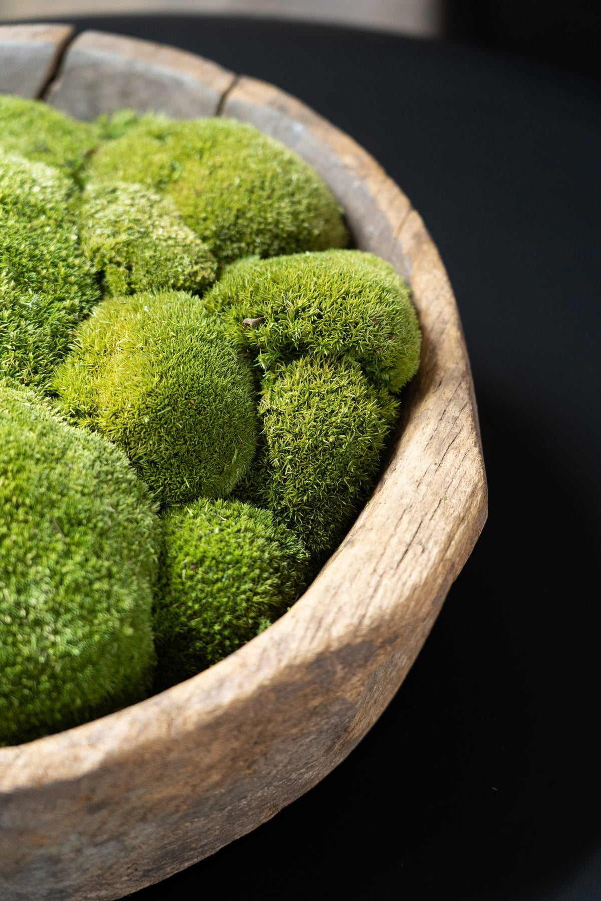 Vintage Wooden Bowl with Preserved Moss | Handmade | With or Without Moss