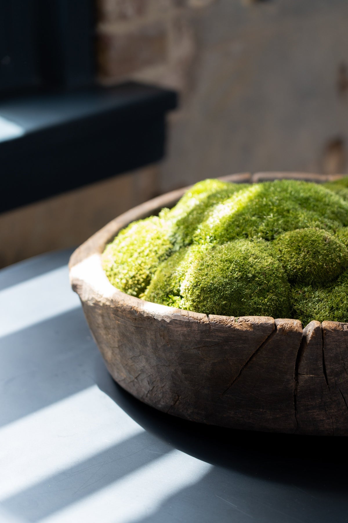 Vintage Wooden Bowl with Preserved Moss | Handmade | With or Without Moss