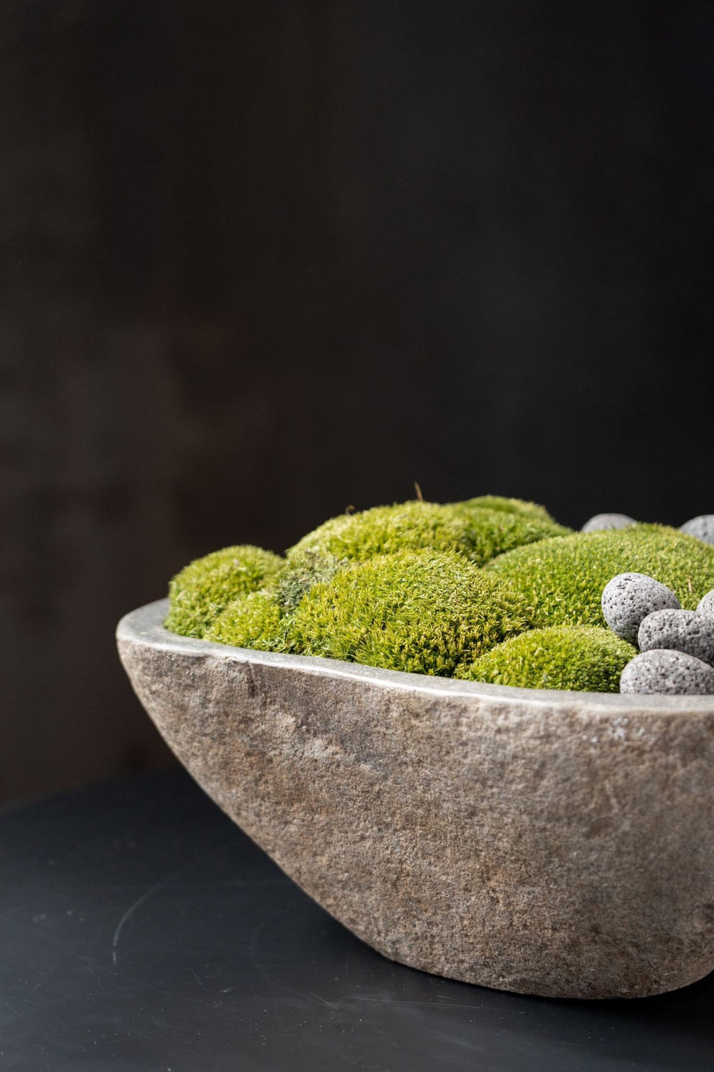 Indonesian Stone Moss Bowl | Hand-Carved | With or Without Preserved Moss