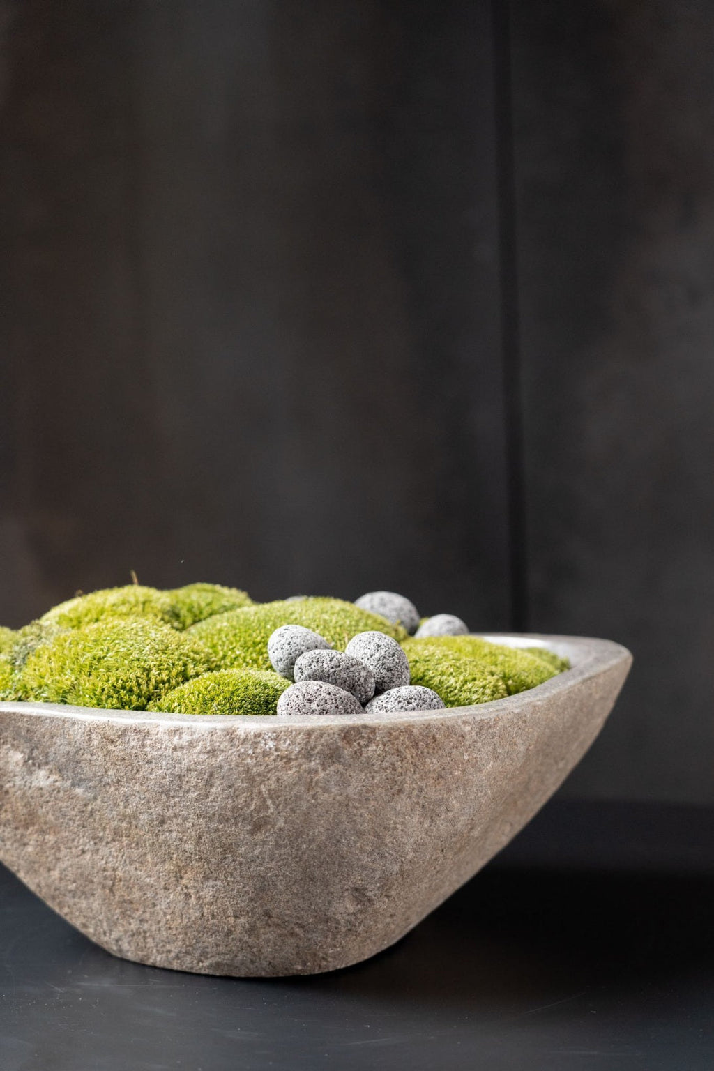 Indonesian Stone Moss Bowl | Hand-Carved | With or Without Preserved Moss