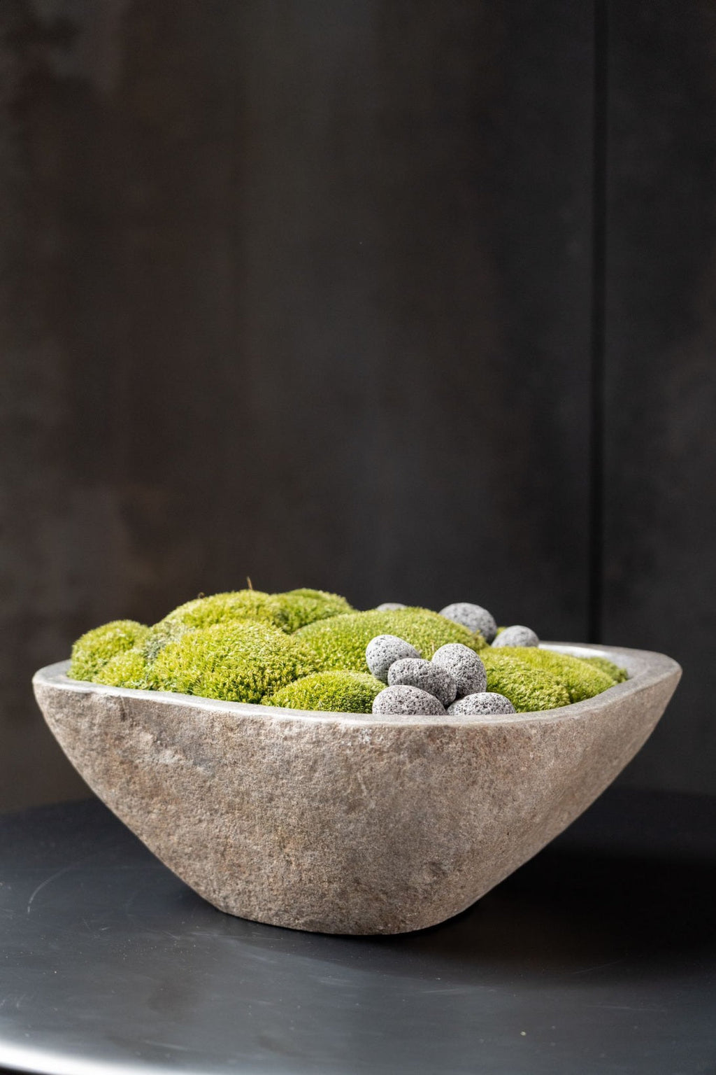 Indonesian Stone Moss Bowl | Hand-Carved | With or Without Preserved Moss