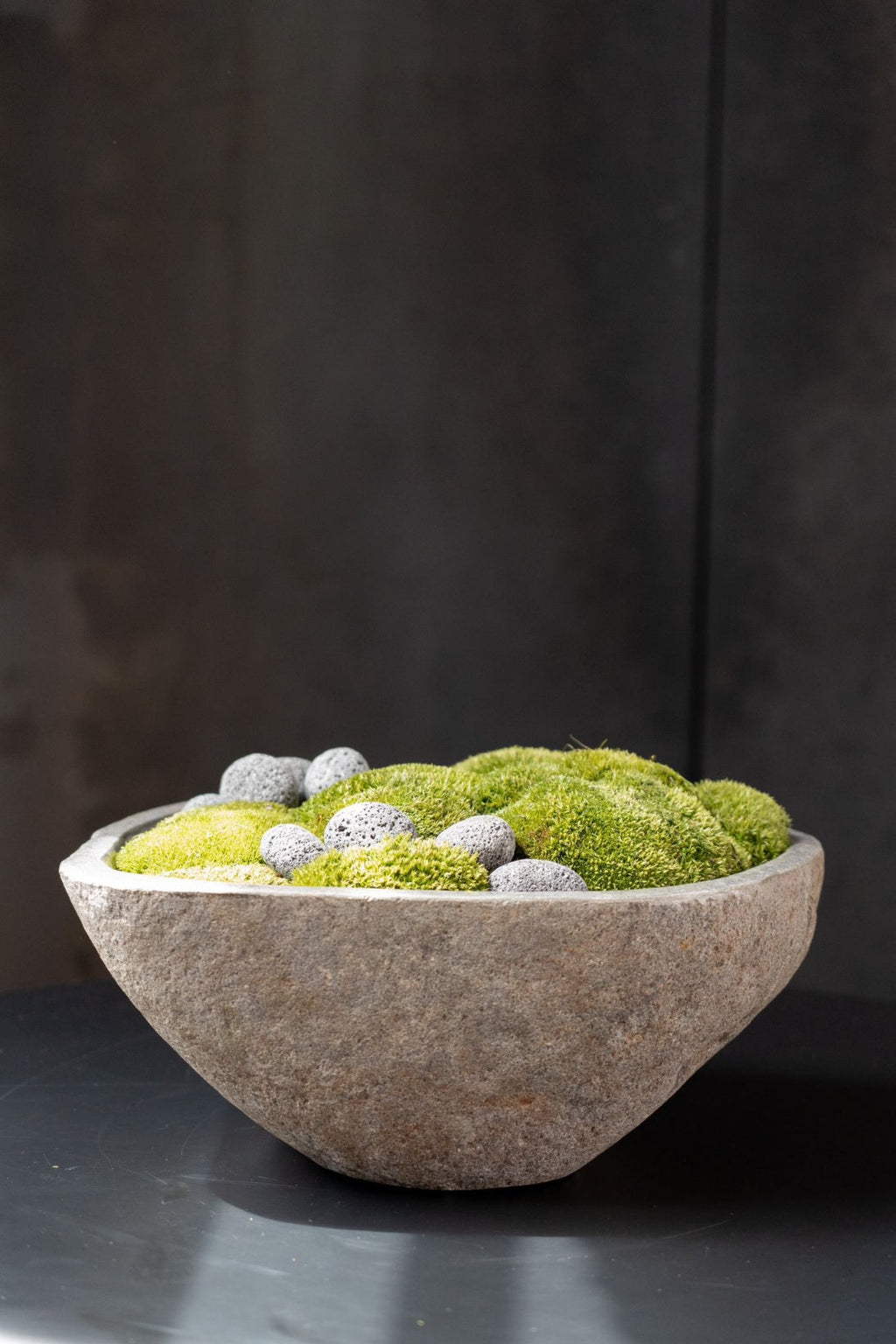 Indonesian Stone Moss Bowl | Hand-Carved | With or Without Preserved Moss