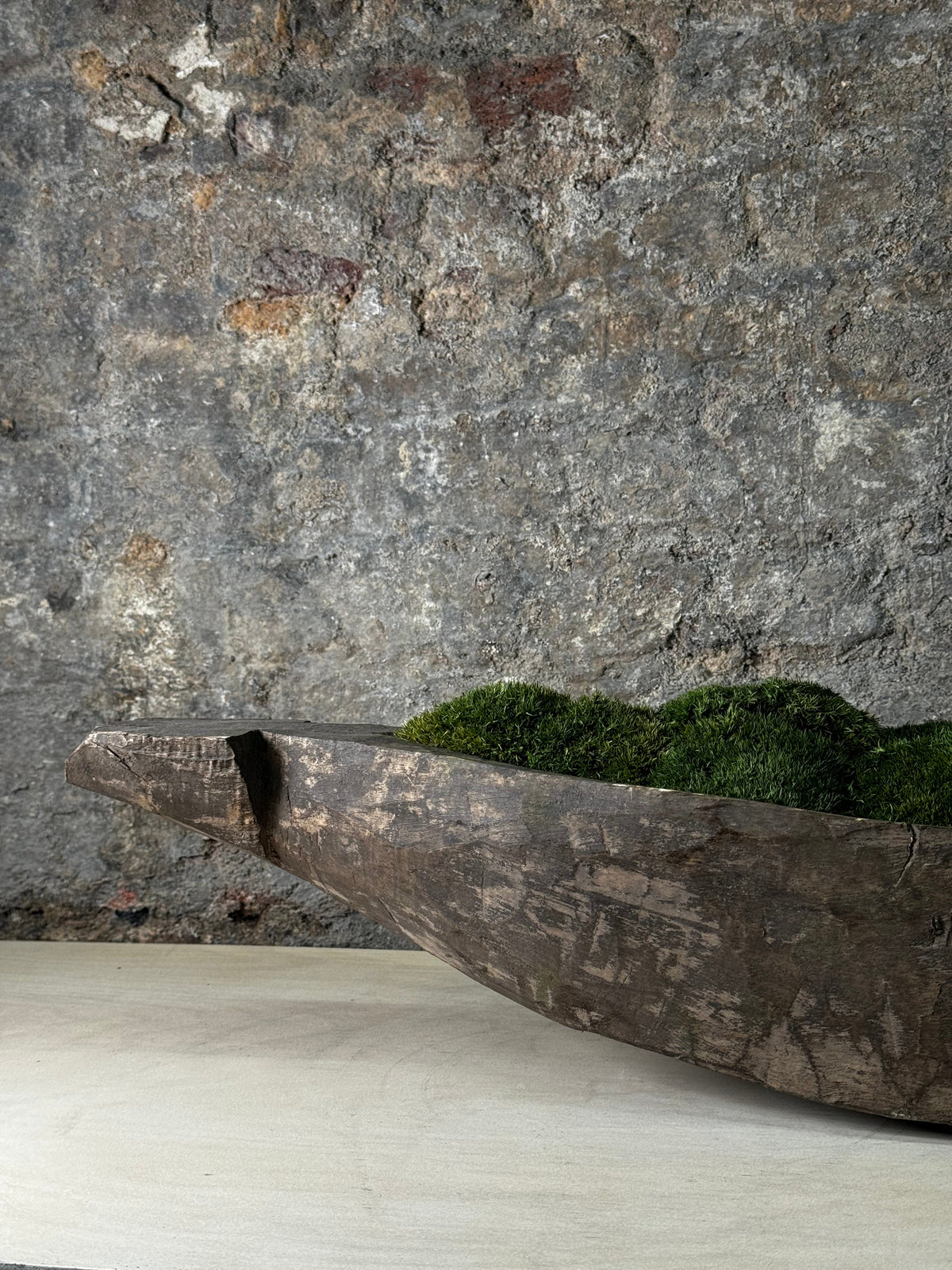Mokoro Canoe Preserved Moss Table Display | Handmade Planter