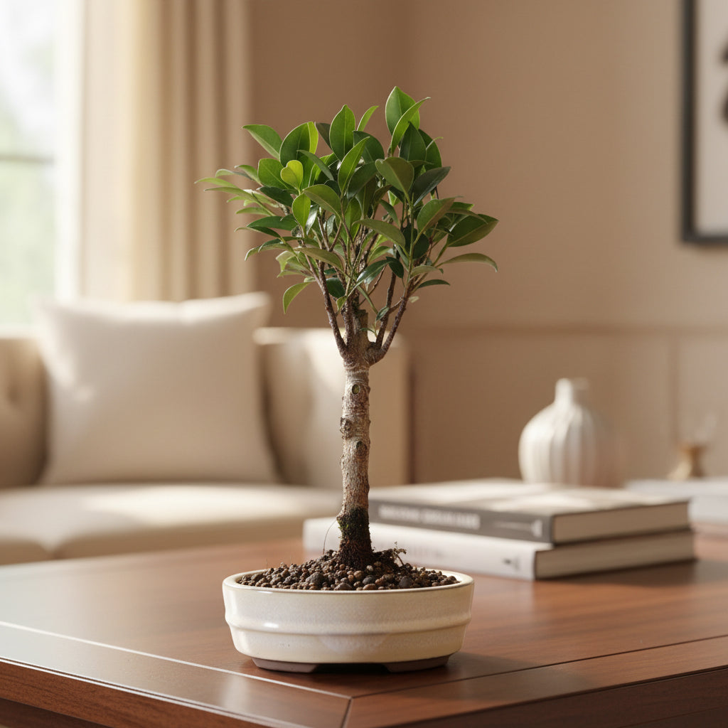 Ficus Microcarpa (Banyan Fig) Indoor Bonsai Tree | Broom | In 16cm Pot | Excellent Gift