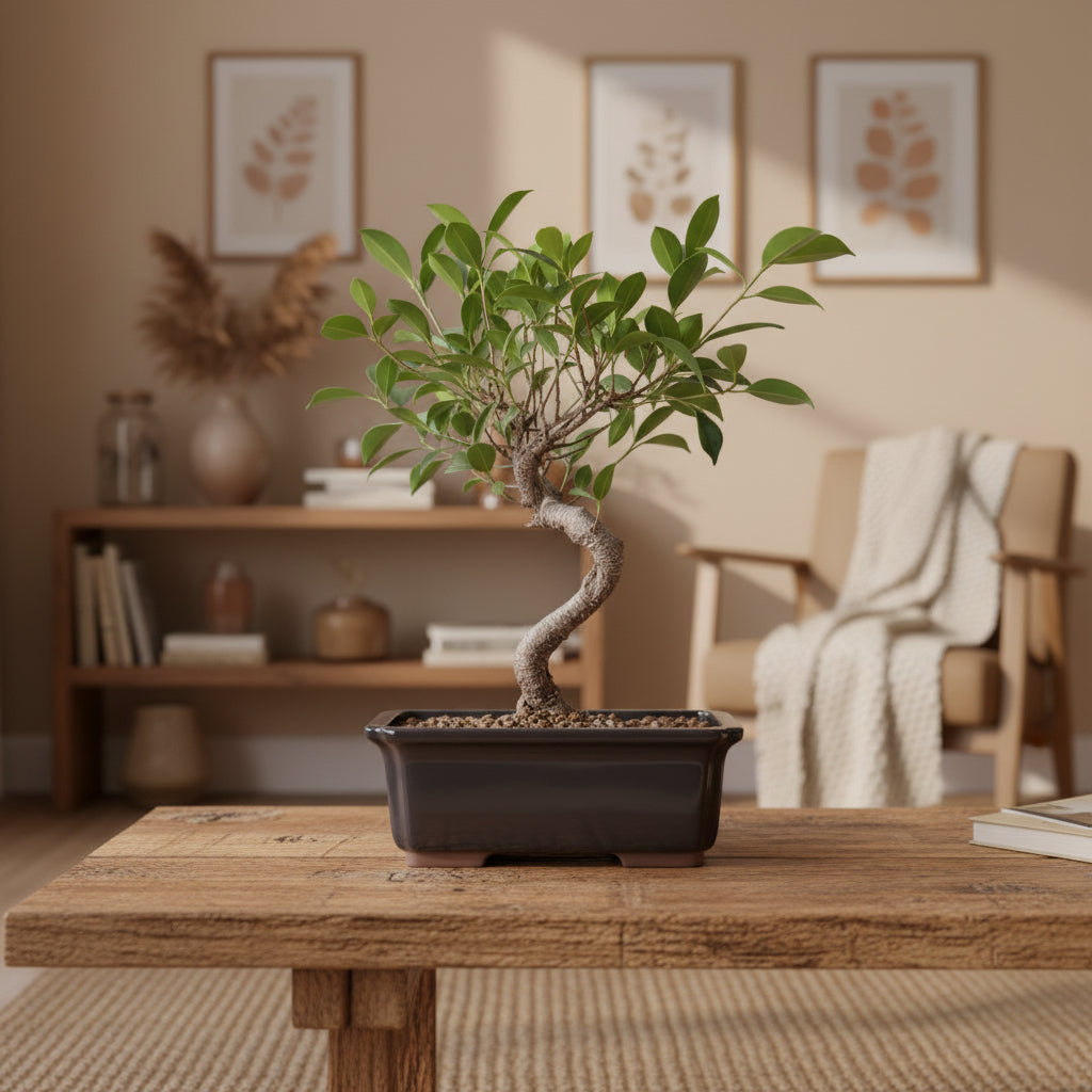 Ficus Microcarpa (Banyan Fig) Indoor Bonsai Tree | Shaped | In 16cm Pot | Delightful Gift