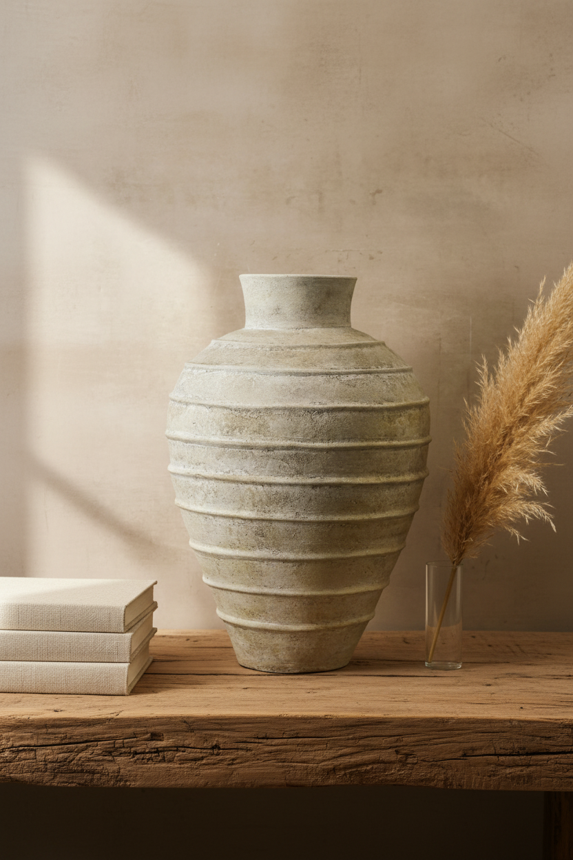 Rustic Off White Indonesian Pot No 22